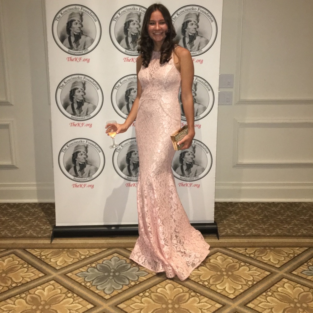 Pink lace gown- size 8
